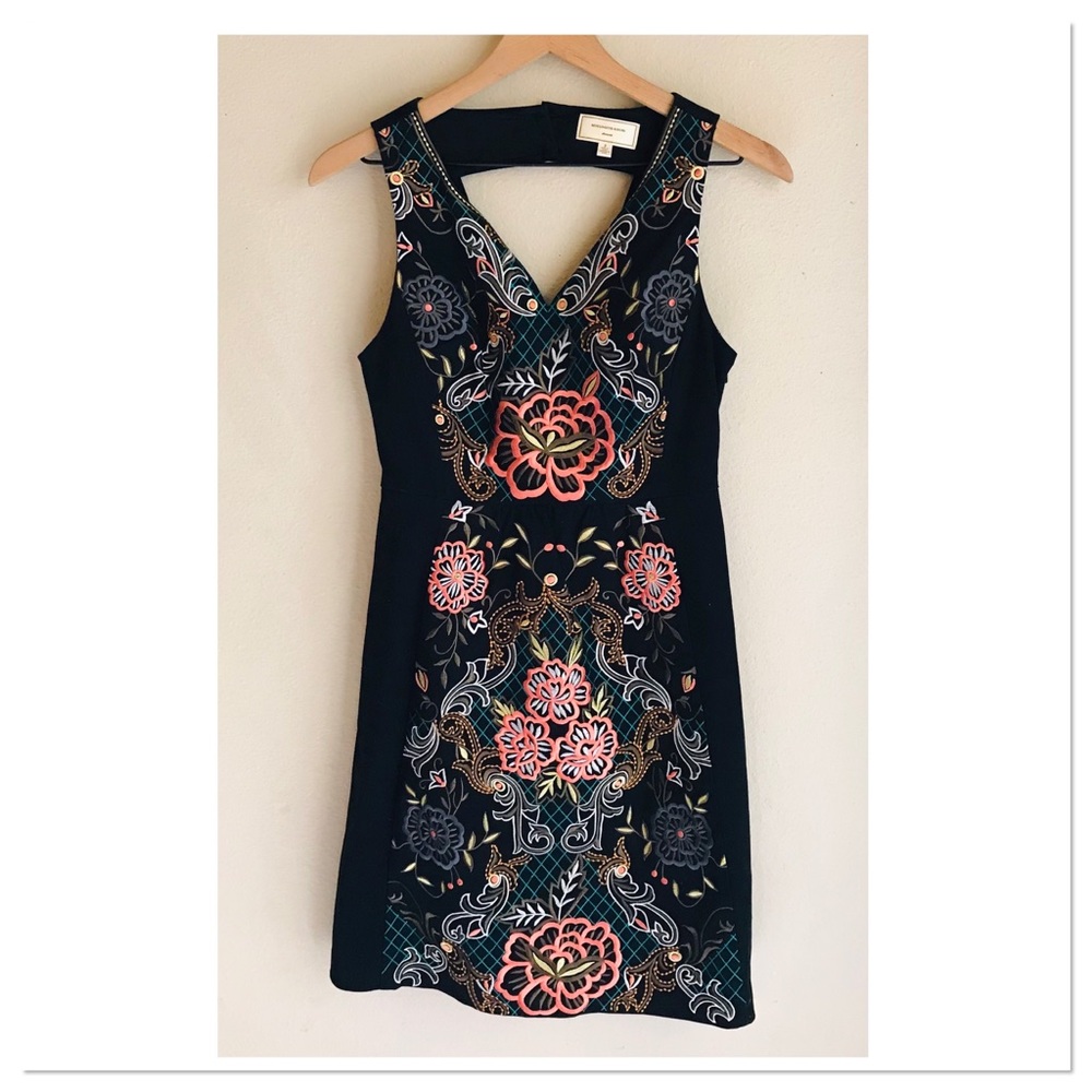 Anthropologie Moulinette Soeurs Perennial Dress Embroidered Black Size 2